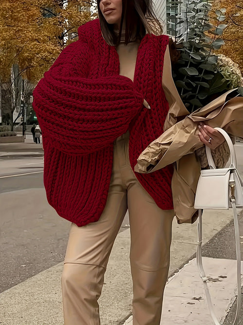 Chic Cocoon : Cardigan à Manches Lanternes Oversize en Tricot