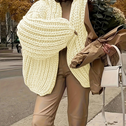 Chic Cocoon : Cardigan à Manches Lanternes Oversize en Tricot