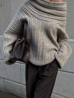 Sarah's Off-Shoulder Oversized Knit Sweater