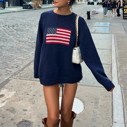 Mia's Y2K Vintage American Flag Sweater