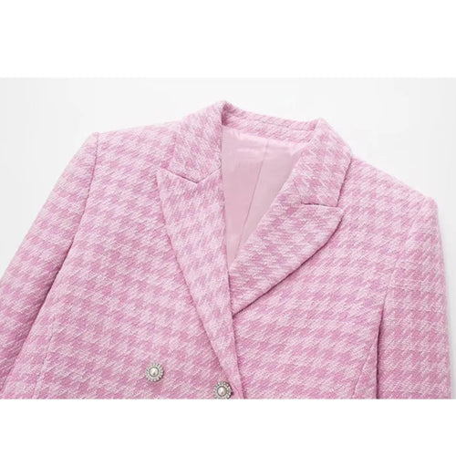 Ensemble Vintage Clara: Blazer à Carreaux et Jupe Mini Élégante