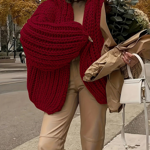 Chic Cocoon : Cardigan à Manches Lanternes Oversize en Tricot